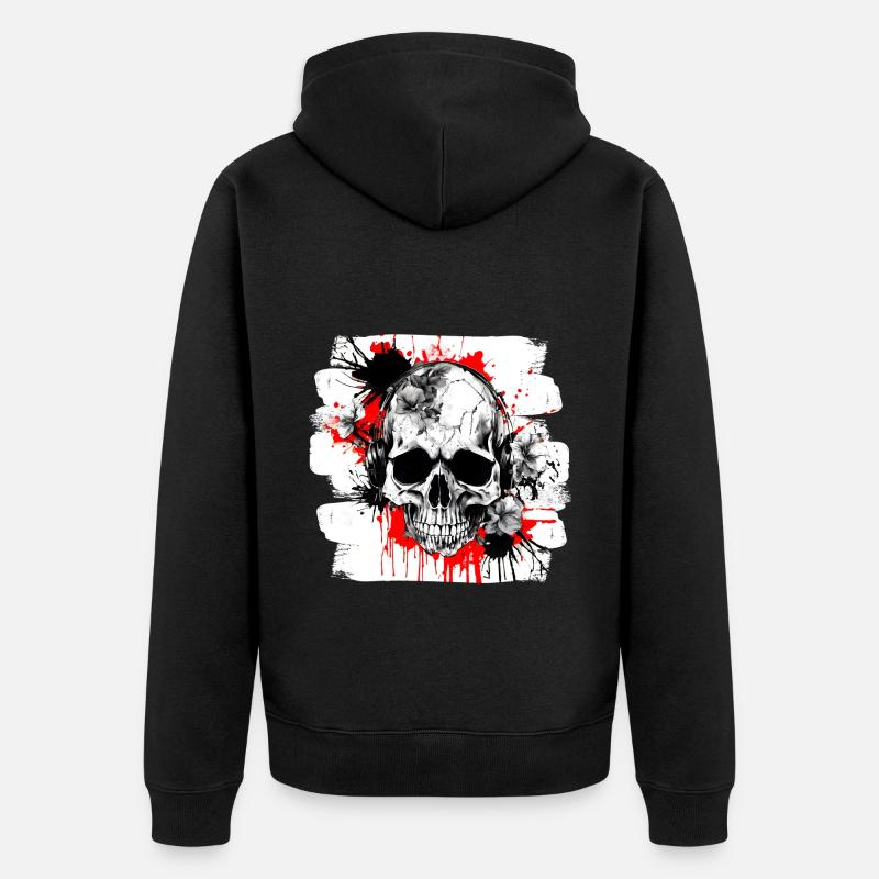 crâne éclaboussure trash polka tattoo - Veste à capuche bio Premium Unisexe - noir