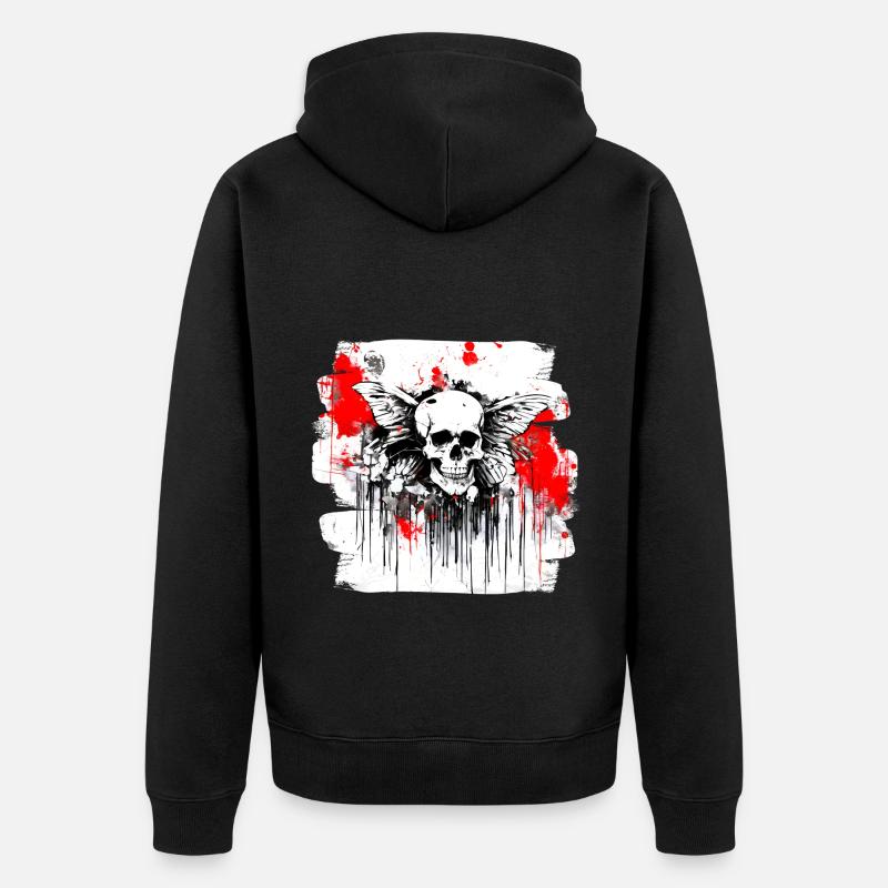 crâne éclaboussure trash polka tattoo - Veste à capuche bio Premium Unisexe - noir