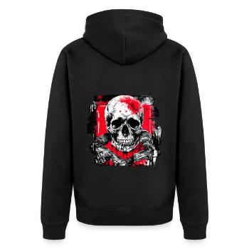 Totenschädel Tattoo Heavy Metal Rocker - Unisex Premium Bio Zip Hoodie - Schwarz - Hinten - Nico (187cm)