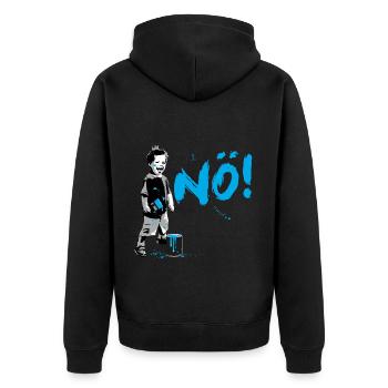 Boy Power NO Frecher Junge Protest Statement - Unisex Premium Bio Zip Hoodie - Schwarz - Hinten - Nico (187cm)