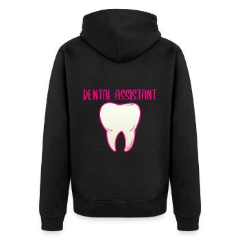 Zahnarzt Zahnarzthelferin Praxis Zähne I Geschenk - Unisex Premium Bio Zip Hoodie - Schwarz - Hinten - Nico (187cm)