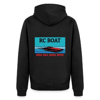 Rc Boat Racing Electric Powerboat Speedboat Race - Unisex Premium Organic Zip Hoodie - black - Back - Nico (187cm)