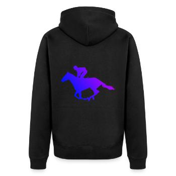Men's Hunting Dressour Equestrian Sport Show Jumping - Unisex Premium Organic Zip Hoodie - black - Back - Nico (187cm)