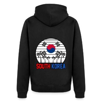 Südkorea - Unisex Premium Bio Zip Hoodie - Schwarz - Hinten - Nico (187cm)