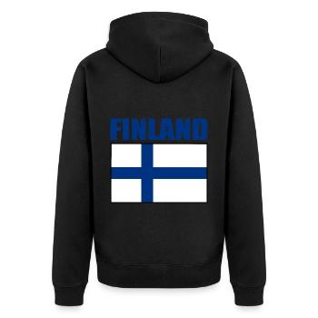 Finnland - Unisex Premium Bio Zip Hoodie - Schwarz - Hinten - Nico (187cm)