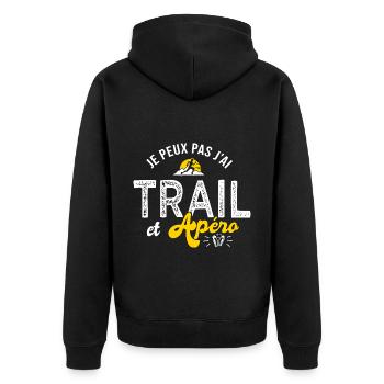 je peux pas j ai trail et apéro run ultra trail - Veste à capuche bio Premium Unisexe - noir - Dos - Nico (187cm)
