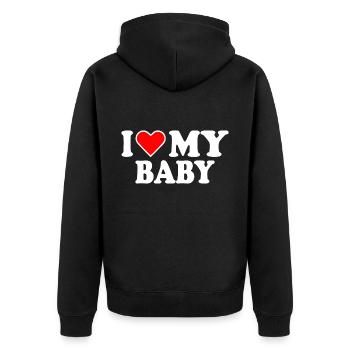 I love my baby - Unisex Premium Bio Zip Hoodie - Schwarz - Hinten - Nico (187cm)