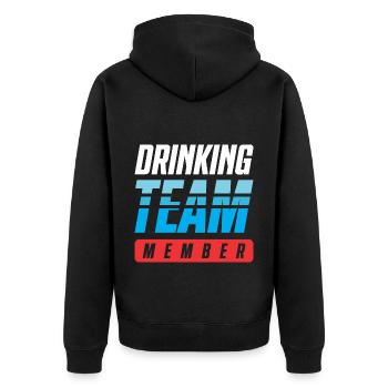 Drinking Team - Unisex Premium Bio Zip Hoodie - Schwarz - Hinten - Nico (187cm)