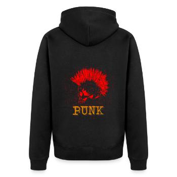 Punk Musik Punker Punkrock Irokesenschnitt Rocker - Unisex Premium Bio Zip Hoodie - Schwarz - Hinten - Nico (187cm)