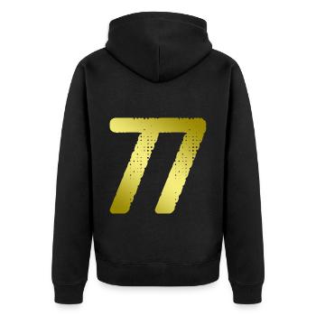 77 number jersey - Unisex Premium Organic Zip Hoodie - black - Back - Nico (187cm)