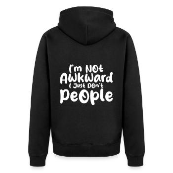 Je ne suis pas gêné je n’ai juste pas les gens - Veste à capuche bio Premium Unisexe - noir - Dos - Nico (187cm)