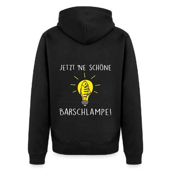 Barschlampe - Unisex Premium Bio Zip Hoodie - Schwarz - Hinten - Nico (187cm)