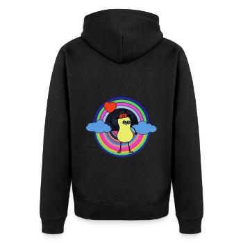 Peanut Dream Nut Kids Good Night Rainbow - Unisex Premium Organic Zip Hoodie - black - Back - Nico (187cm)