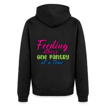 Feeding Others One Pantry At A Time 4 - Unisex Premium Bio Zip Hoodie - Schwarz - Hinten - Nico (187cm)