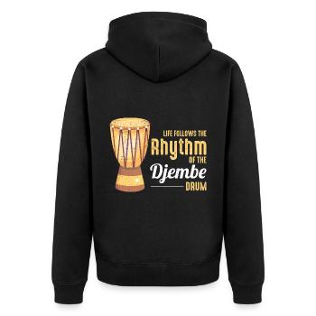 Djembe Player Drummer Music Drum Musician - Unisex Premium Organic Zip Hoodie - black - Back - Nico (187cm)