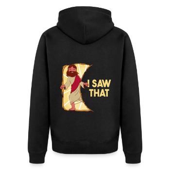 Jesus Meme Ich sah, dass Sarkasmus - Unisex Premium Bio Zip Hoodie - Schwarz - Hinten - Nico (187cm)