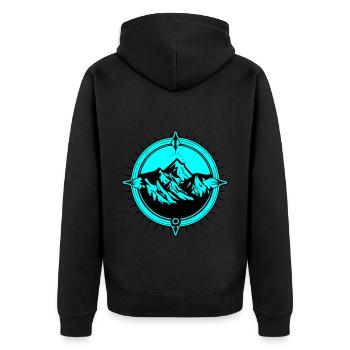 Symbole de voyage Compass Mountains - Veste à capuche bio Premium Unisexe - noir - Dos - Nico (187cm)