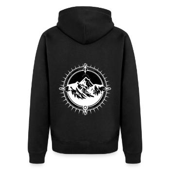 Symbole de voyage Compass Mountains - Veste à capuche bio Premium Unisexe - noir - Dos - Nico (187cm)
