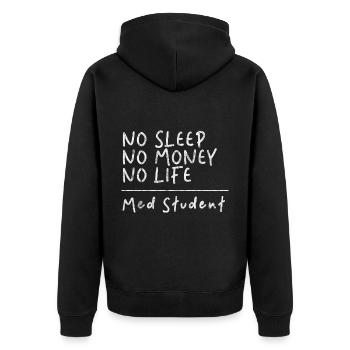 No Sleep No Money No Life Med Student 3 - Unisex Premium Bio Zip Hoodie - Schwarz - Hinten - Nico (187cm)