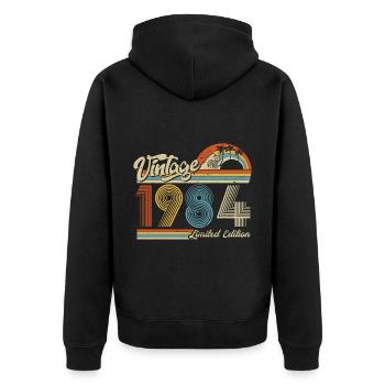 1984 Anniversaire né en 1984 Retro Vintage - Veste à capuche bio Premium Unisexe - noir - Dos - Nico (187cm)