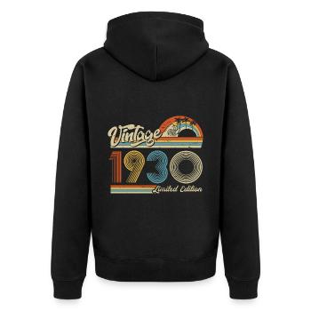 1930 Born retro sunset gift vintage - Unisex Premium Organic Zip Hoodie - black - Back - Nico (187cm)