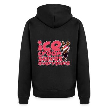 Ice Cream Solves Everything 2 - Unisex Premium Bio Zip Hoodie - Schwarz - Hinten - Nico (187cm)