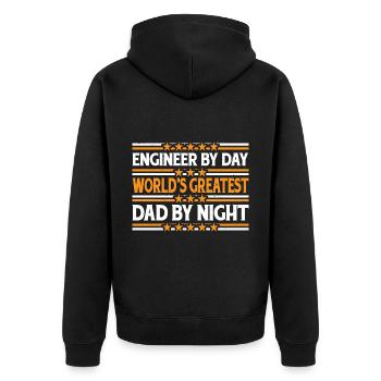 Engineer By Day, World's Greatest Dad By Night 4 - Unisex Premium Organic Zip Hoodie - black - Back - Nico (187cm)