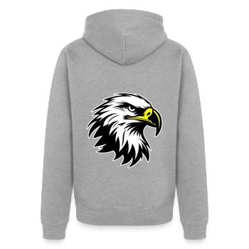 Adler Kopf Silhouette - Unisex Premium Bio Zip Hoodie - Grau meliert - Hinten - Nico (187cm)