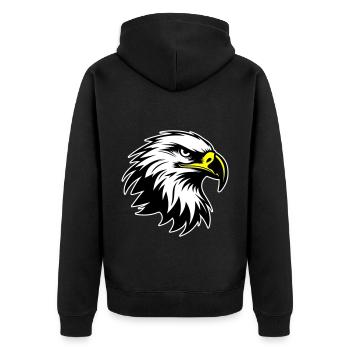 Adler Kopf Silhouette - Unisex Premium Bio Zip Hoodie - Schwarz - Hinten - Nico (187cm)