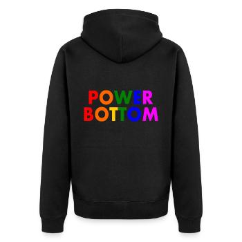 Power bottom - Unisex Premium Organic Zip Hoodie - black - Back - Nico (187cm)