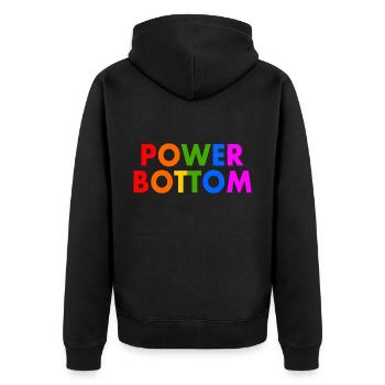 Power bottom - Unisex Premium Organic Zip Hoodie - black - Back - Nico (187cm)
