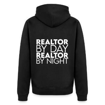 Realtor By Day Realtor By Night - Unisex Premium Organic Zip Hoodie - black - Back - Nico (187cm)