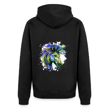 Unicorn Head Portrait Colorful - Unisex Premium Organic Zip Hoodie - black - Back - Nico (187cm)