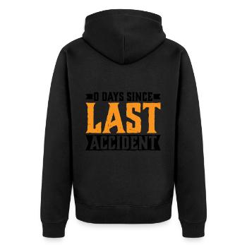 0 Days Since Last Accident 23 - Unisex Premium Bio Zip Hoodie - Schwarz - Hinten - Nico (187cm)