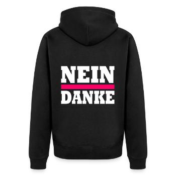 Nein danke - Unisex Premium Bio Zip Hoodie - Schwarz - Hinten - Nico (187cm)