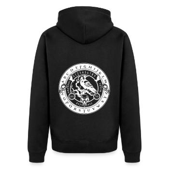Pendulum Board Raven - Unisex Premium Organic Zip Hoodie - black - Back - Nico (187cm)