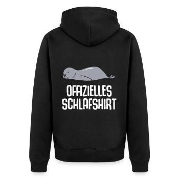 Offizelles Schlafshirt Faultier - Unisex Premium Bio Zip Hoodie - Schwarz - Hinten - Nico (187cm)