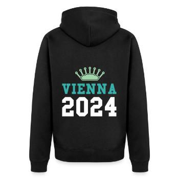Vienna 2024 Wien Krone - Unisex Premium Organic Zip Hoodie - black - Back - Nico (187cm)