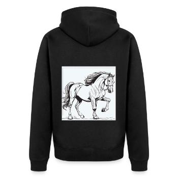 Horse, Horses, Pony, Stallion, Ross, Horse - Unisex Premium Organic Zip Hoodie - black - Back - Nico (187cm)