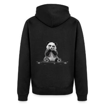Panda Harmonica Playing Gift - Unisex Premium Organic Zip Hoodie - black - Back - Nico (187cm)