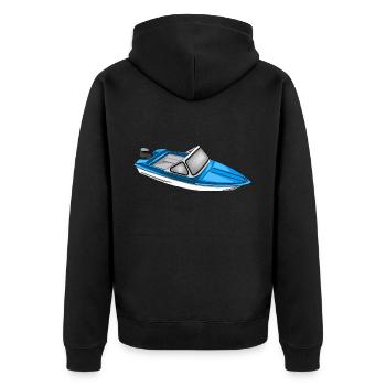 Ibis Boot der DDR - Unisex Premium Bio Zip Hoodie - Schwarz - Hinten - Nico (187cm)