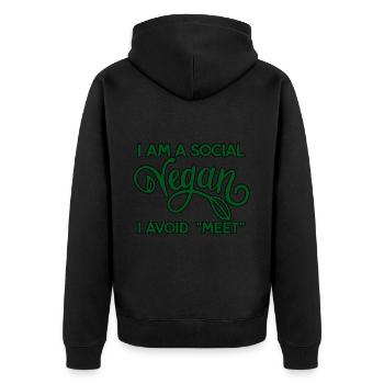 I Am A Social Vegan I Avoid Meet 4 - Unisex Premium Bio Zip Hoodie - Schwarz - Hinten - Nico (187cm)