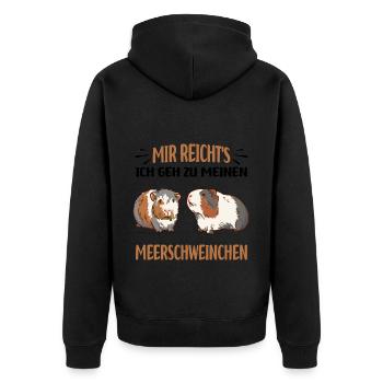 Meerschweinchen - Unisex Premium Bio Zip Hoodie - Schwarz - Hinten - Nico (187cm)