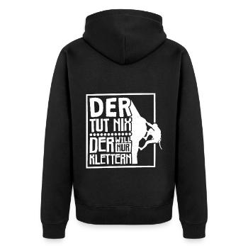 Berg Klettern Bergsteigen Kletterer - Unisex Premium Bio Zip Hoodie - Schwarz - Hinten - Nico (187cm)