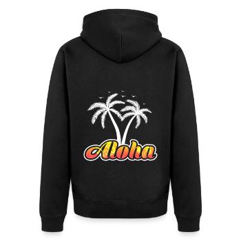 Aloha Vacation Hawaii Travel Trip Ocean Island - Unisex Premium Organic Zip Hoodie - black - Back - Nico (187cm)