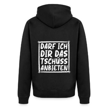 Sarkusmus Spruch Schwarzer Humor Lustiges Ironie - Unisex Premium Bio Zip Hoodie - Schwarz - Hinten - Nico (187cm)
