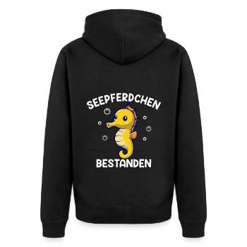 Seepferdchen bestanden Kind Schwimmer Geschenkidee - Unisex Premium Bio Zip Hoodie - Schwarz - Hinten - Nico (187cm)