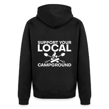 Soutenez votre terrain de camping local 2 - Veste à capuche bio Premium Unisexe - noir - Dos - Nico (187cm)