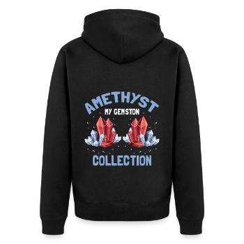 Gemstone collectors and gemstone research - Unisex Premium Organic Zip Hoodie - black - Back - Nico (187cm)