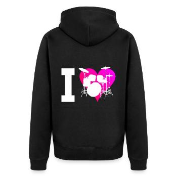 Drum Kit Men Women Percussionist Drummer - Unisex Premium Organic Zip Hoodie - black - Back - Nico (187cm)